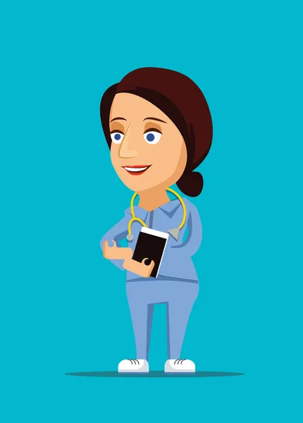 Nurse & friendly healthcare doctor illustration with stethoscope icon — Διανυσματικό Αρχείο