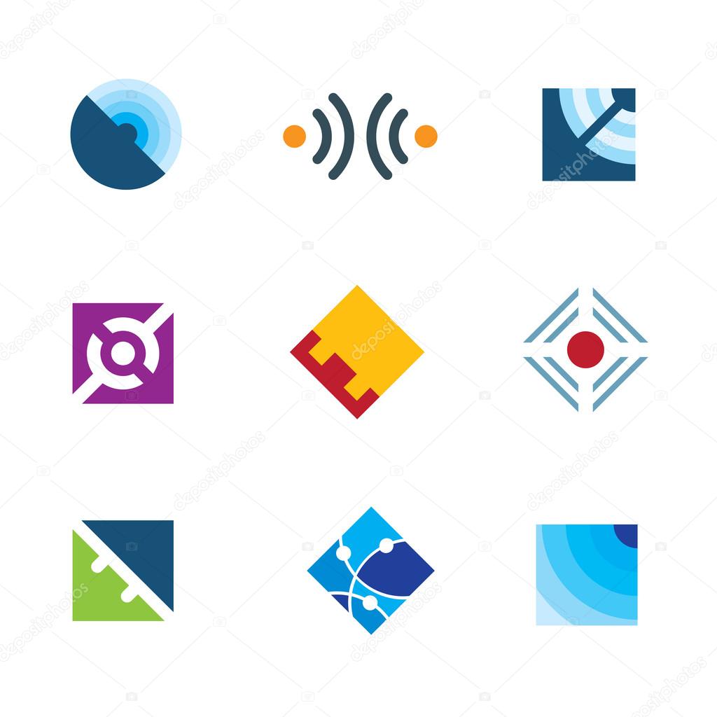 Global internet connection simple cube design template logo icon