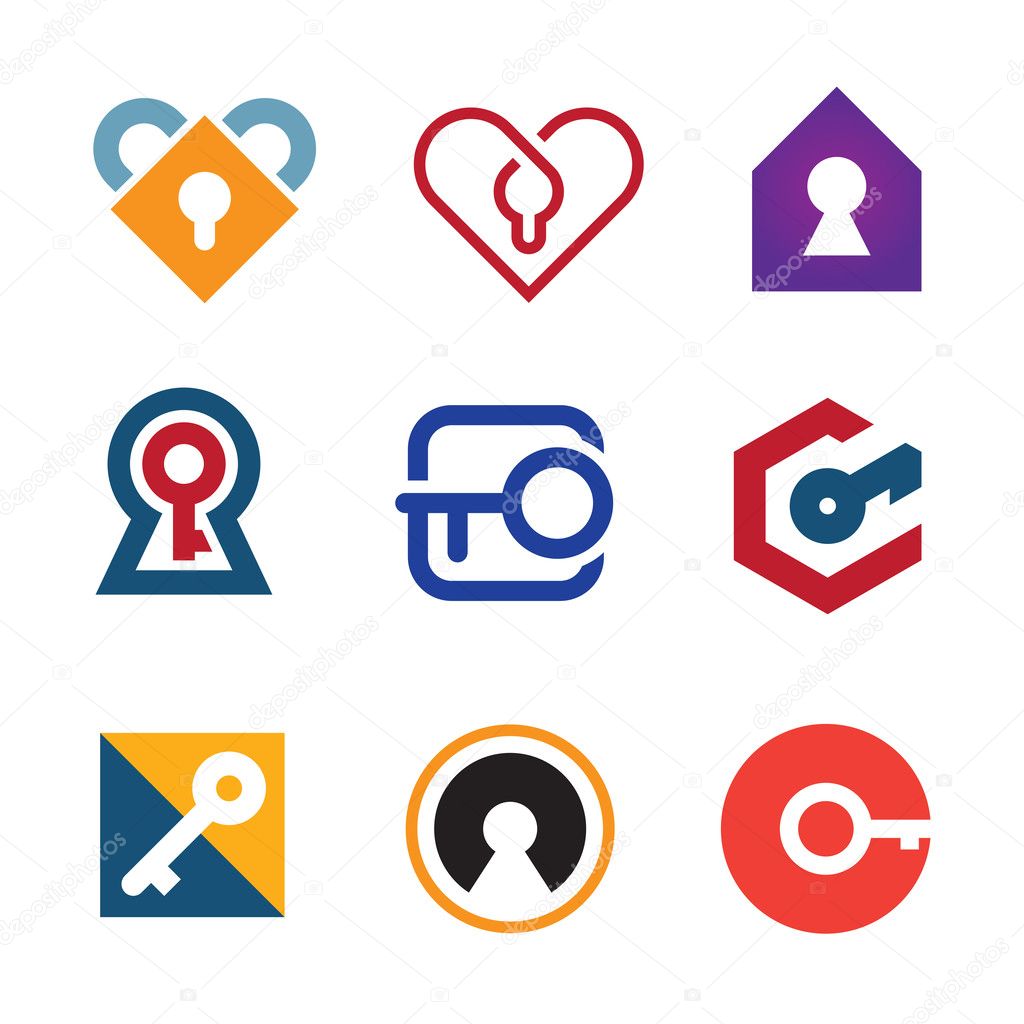 Lock and key of success in life adventure logo icon