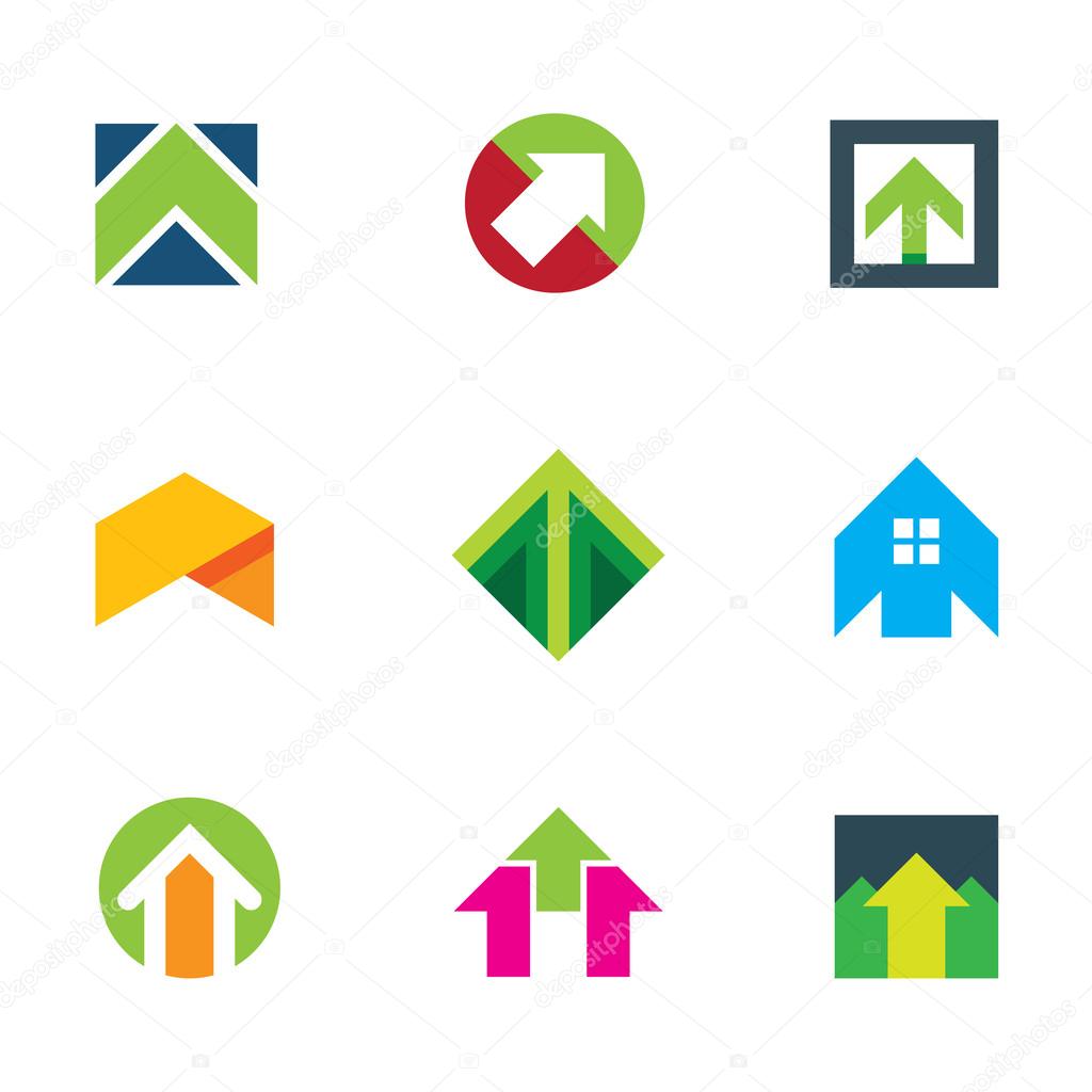 Progress success arrow up to innovation business creative logo icon