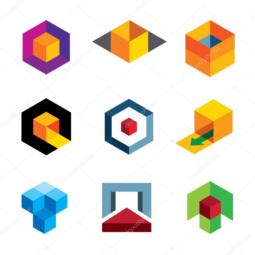 Creative 3d cube body for professional company logo icon