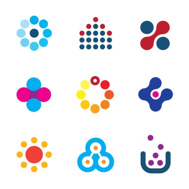 Yenilik yeni nokta teknoloji araştırma app yaratıcılık logo simgeleri bağlanma