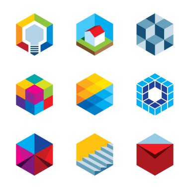 yenilik gelecekteki emlak sanal oyun küp logo simge oluşturma