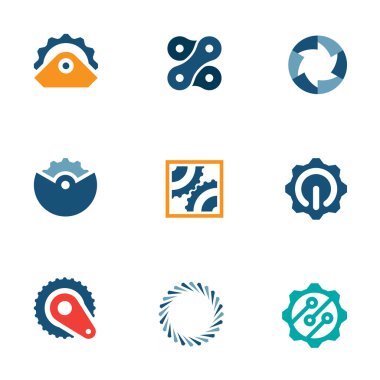 tekerlek güç çalmak makine sanayi bölümü logosu Icons set