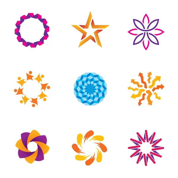 Gente abstracta conectada comunidad espiral éxito círculo logotipo iconos — Archivo Imágenes Vectoriales