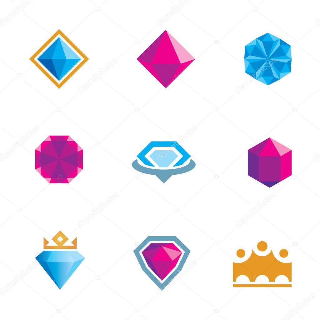 Royal luxury shine diamond gems symbol of king rocks logo