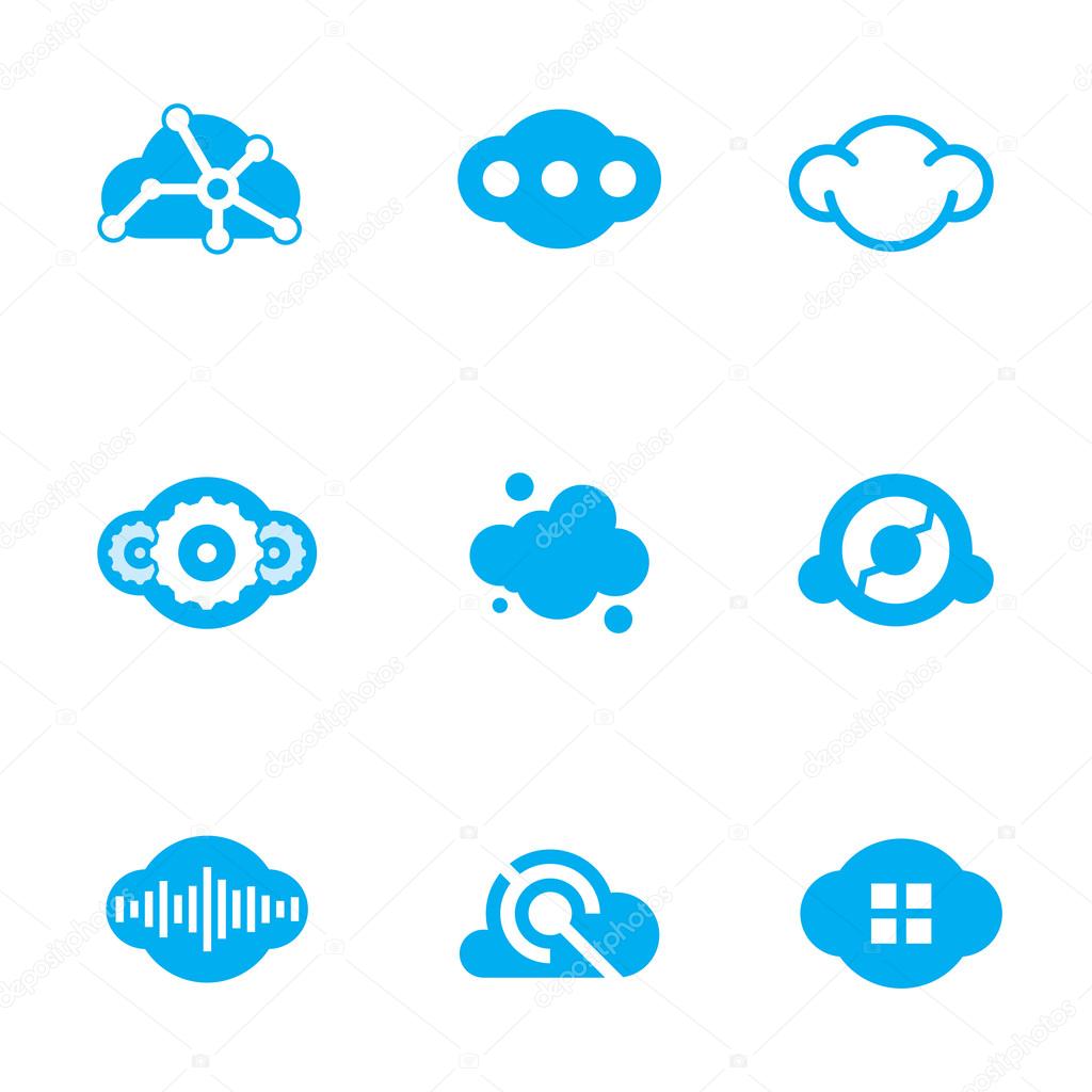 Cloud blue technology of future science application design logo icons