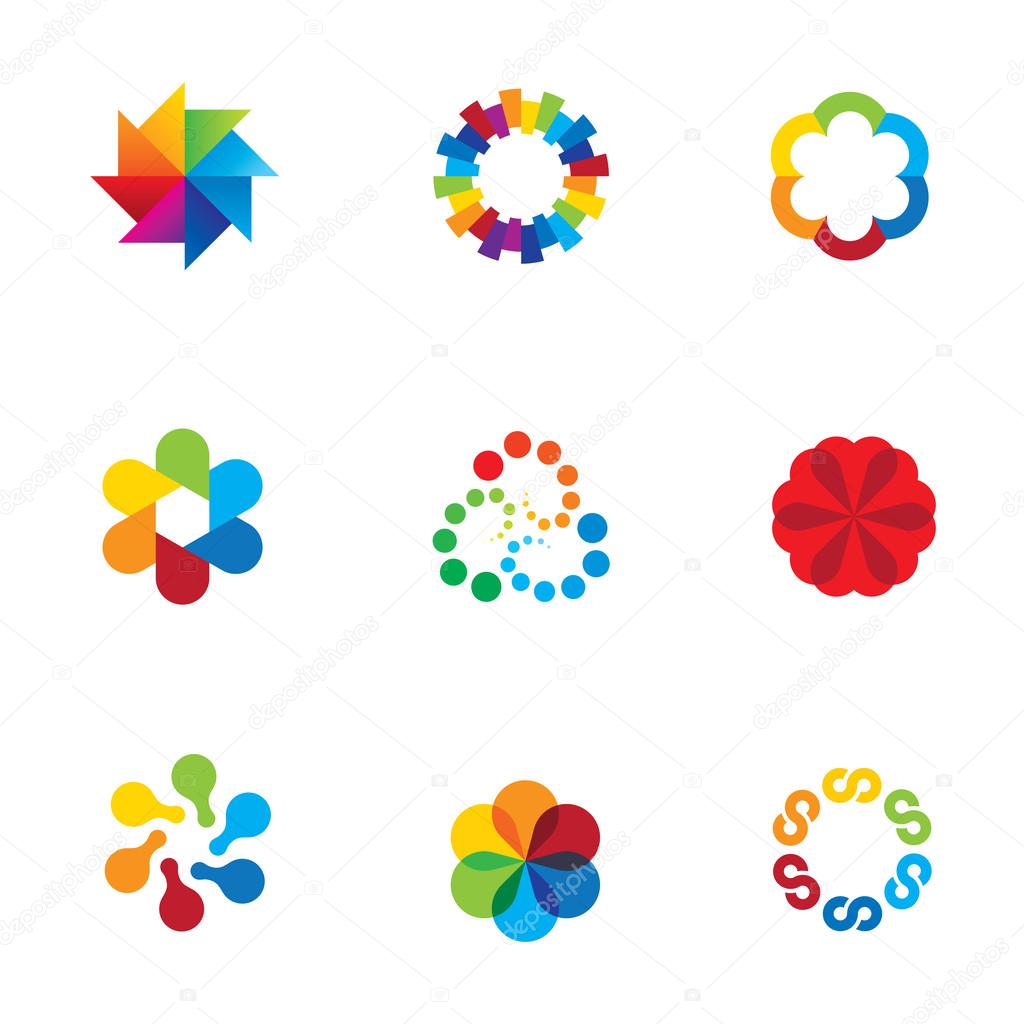 Abstract social partnership community company bond colorful app logo icons