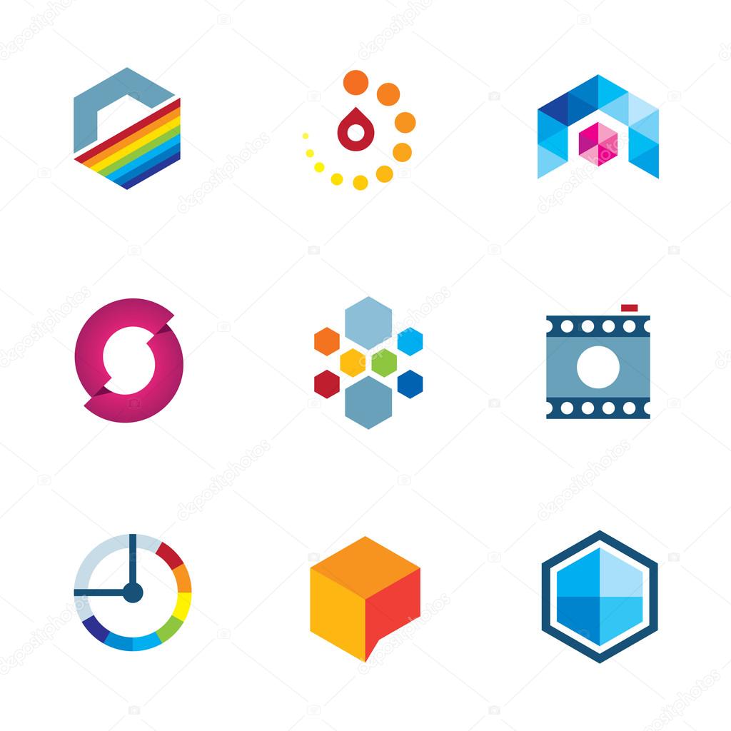 Artist design community logo creative industry visual icon set
