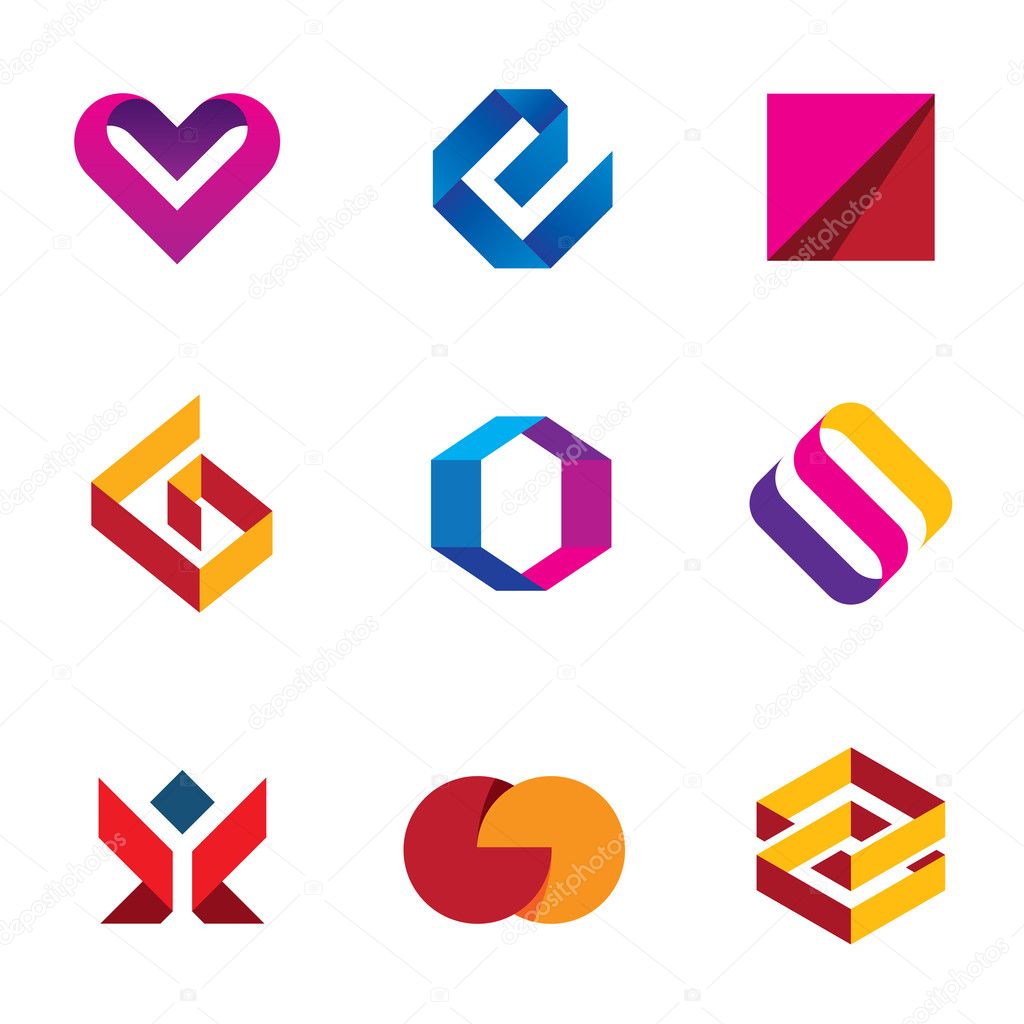 Creative business company tape line help care logo icon set