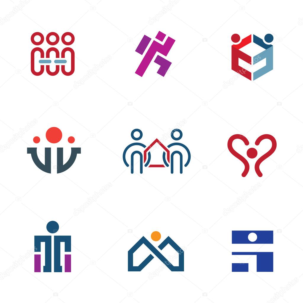 Share people community help for rebuilding society logo icon set