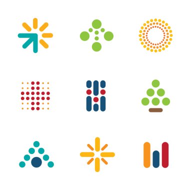 Nokta logo sembol ok başarı ilerleme simgesi yardım vektör ayarla
