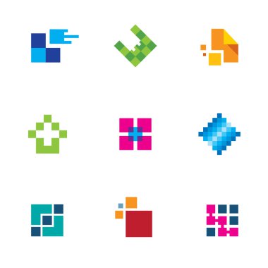 çip piksel başarı teknolojisi entegre logo bağlantısı Icon set yaratıcılık