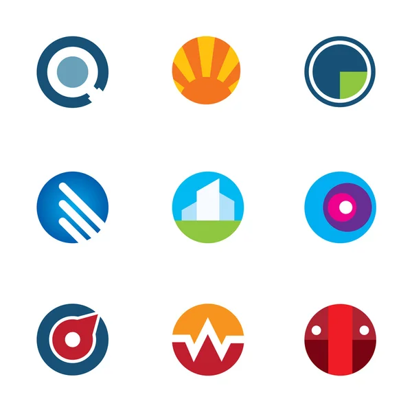 New mobile technology application circle logo set internet startup icon — Stock Vector