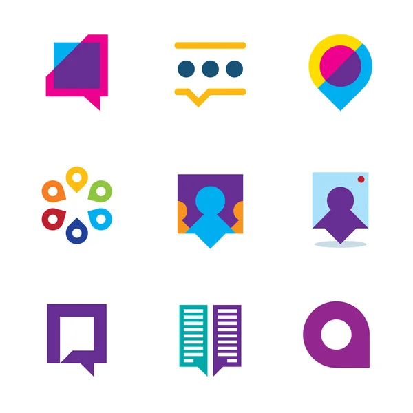 sohbet konuşmak kabarcık insanlar konuşma video iletişimi logo simge seti