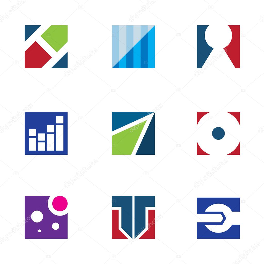 Strength corporate flexible business logo startup vector icon set