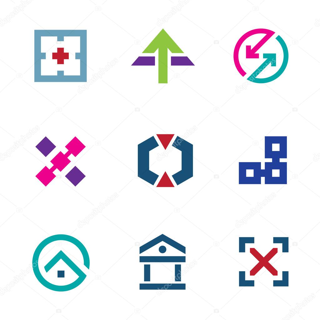 Navigation positioning menu bar startup business logo flexible icon set