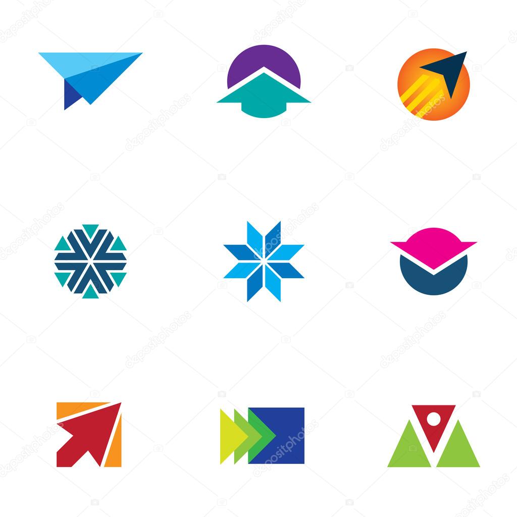 Flash air speed idea icon set arrow up sign logo