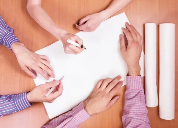 Business hands working with documents