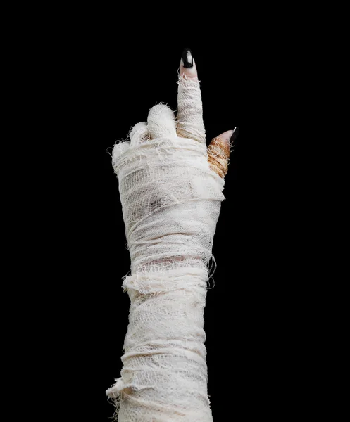Halloween múmia pont az ujjal — Stock Fotó