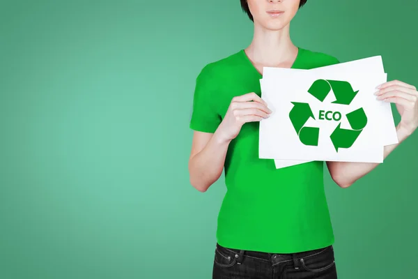 Young woman in green and eco — Stock Photo, Image