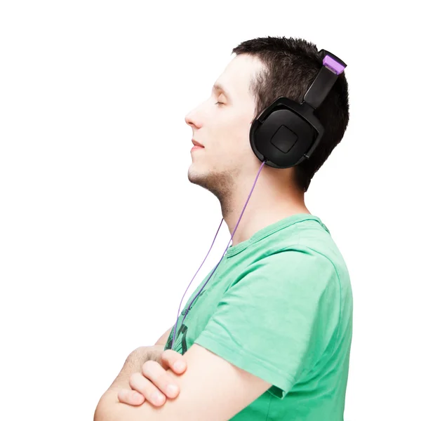 Facet, słuchanie muzyki — Zdjęcie stockowe