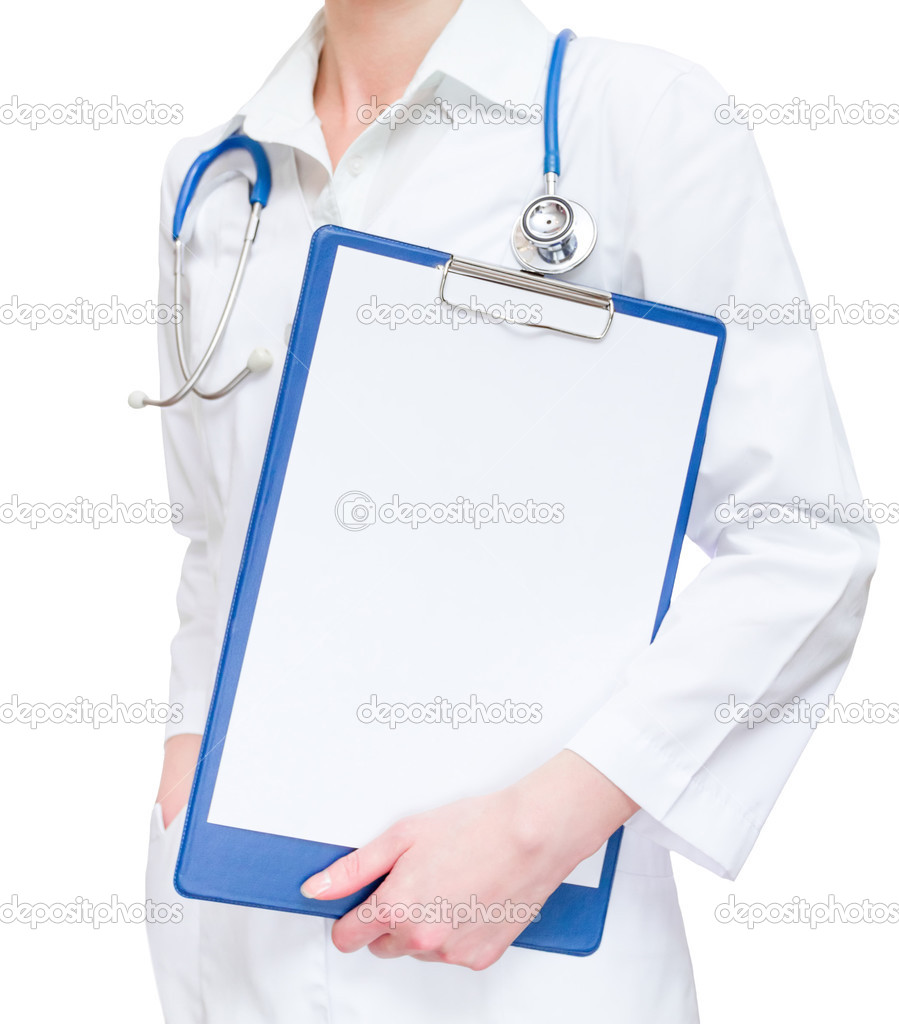 Doctor with stethoscope holding blank billboard