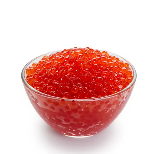 Caviar rojo sobre fondo blanco —  Fotos de Stock