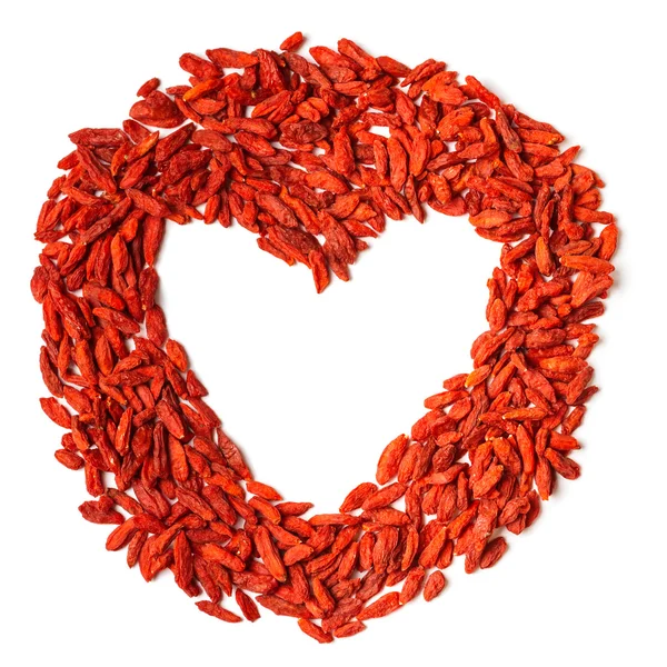 Bayas de Goji en forma de corazón — Foto de Stock