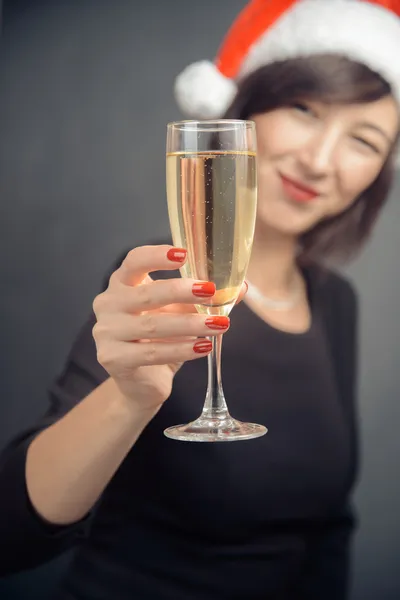 Woman with glass of champagne