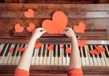 Red paper heart and music clipart