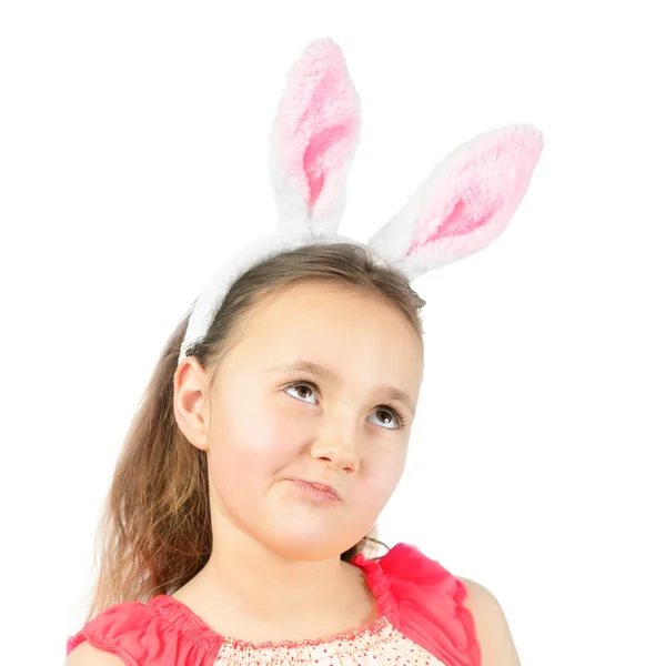 Easter bunny kulaklar, küçük kız — Stok fotoğraf