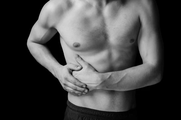 Pain on the right side of the abdomen — Stock Photo, Image