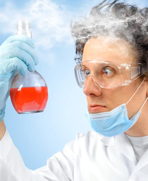 Surprised crazy scientist — Stock Photo, Image