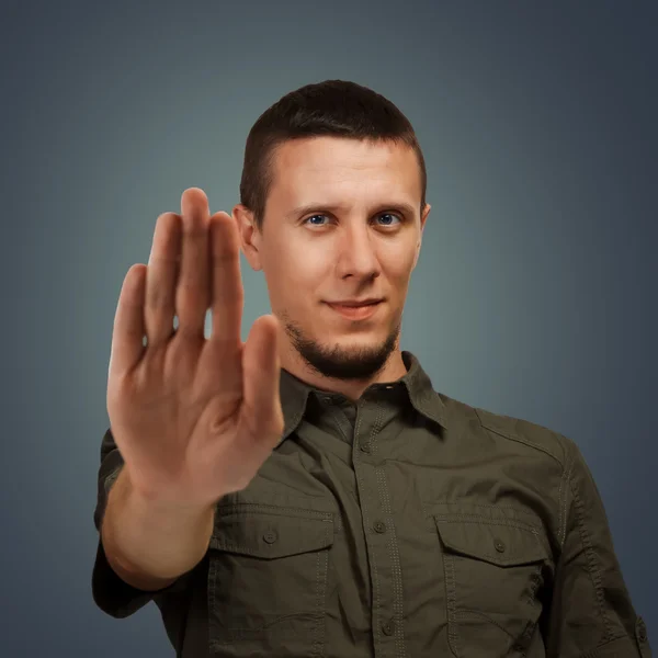 Man shows gesture stop — Stock Photo, Image