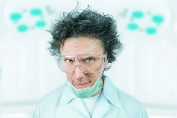 Portrait of a crazy man scientist — Stock Photo, Image