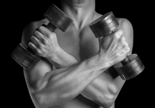 Man with dumbbells — Stock Photo, Image