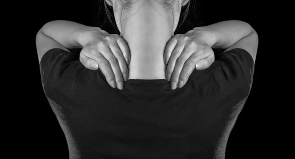 Pain in the female neck — Stock Photo, Image