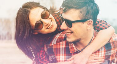 Smiling hipster couple clipart