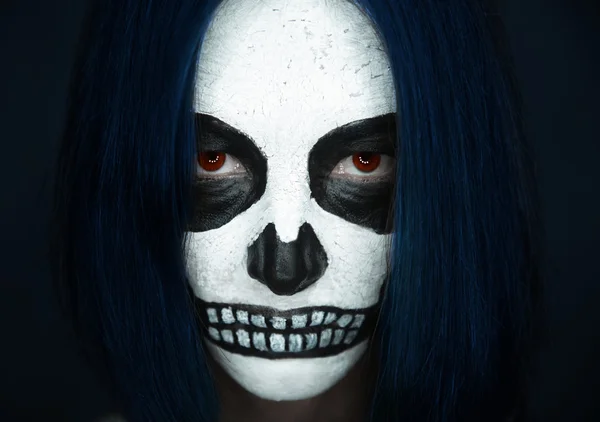 Maquillage de crâne femme Halloween — Photo