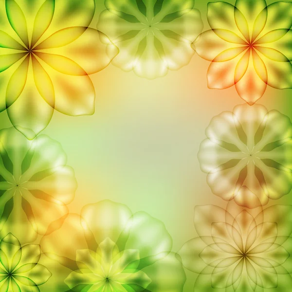 Marco sobre un fondo verde con flores — Vector de stock