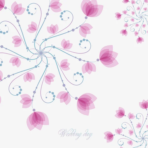 用粉色鲜花婚礼卡 — 图库矢量图片