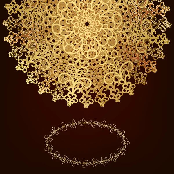 Golden circular pattern, or an idea for a wedding invitation — Stock Vector