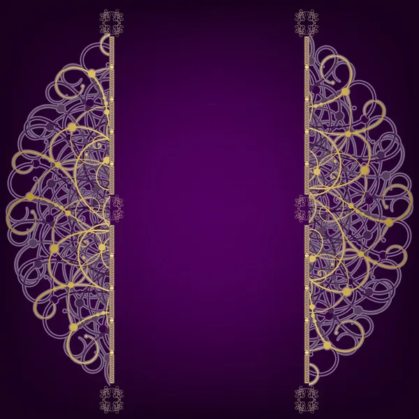 Altın oriental yuvarlak süsleme mor bir arka planda yer
