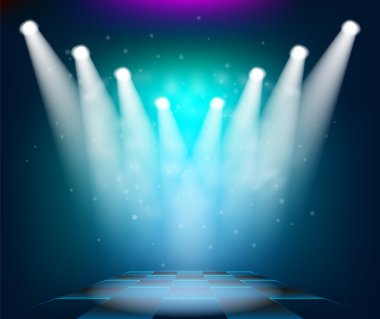 sahne sahne ışıkları tarafından aydınlatılmış bir podyum ile iç