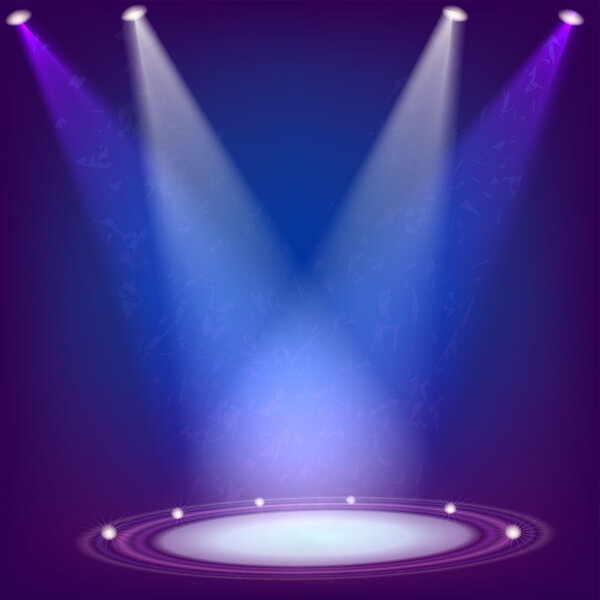 Сцена, освещенная четырьмя прожекторами
