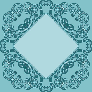 mavi bir arka plan üzerinde Ajur kare beyaz çerçeve.