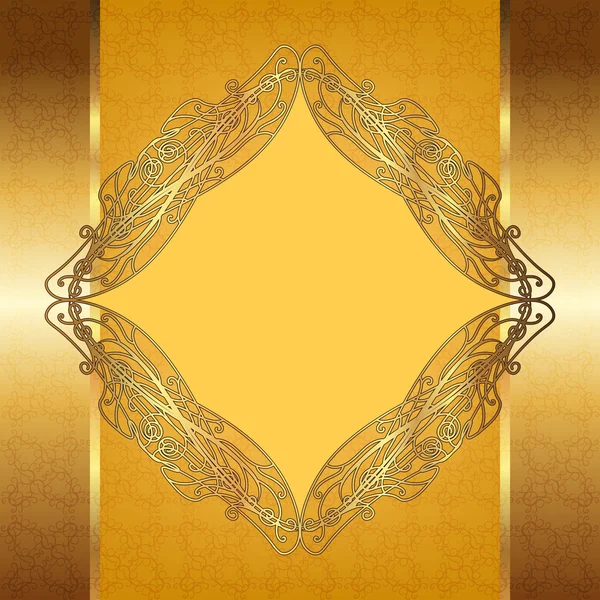 Openwork gold frame in an old style. The idea for the label — Stock Vector