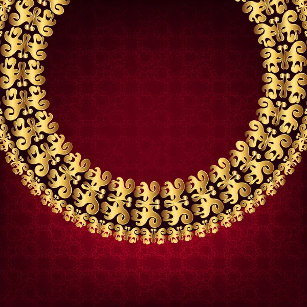 Luxusní zlatý rám na burgundské pozadí — Stockový vektor