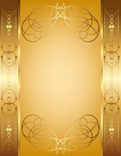 Openwork frame on a gold background — Stock Vector